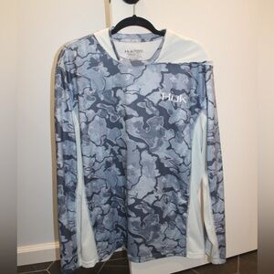 Huk Icon X Blue Camo Long Sleeve Shirt Erie Fishing Men’s Large Swim